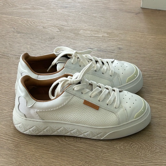 Tory Burch Cream-White Leather Low-Top Sneakers - Picture 2 of 6